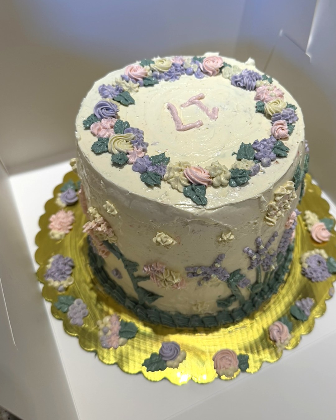Floral buttercream celebration cake